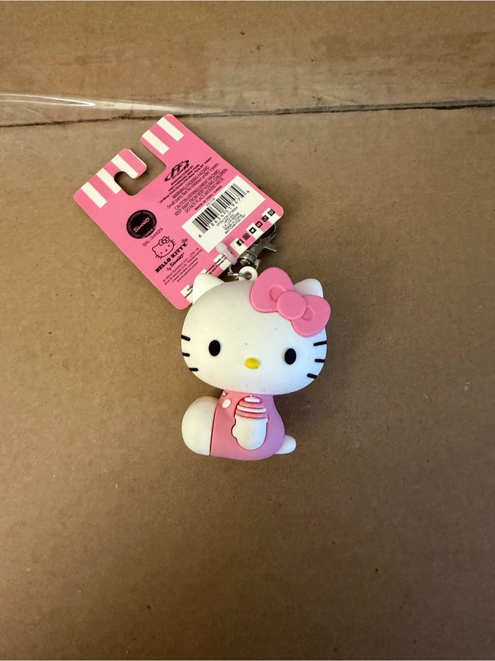 Hello Kitty Pink and White Phone Charm Keychain